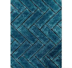 Modern Blue Geometric Living Mat